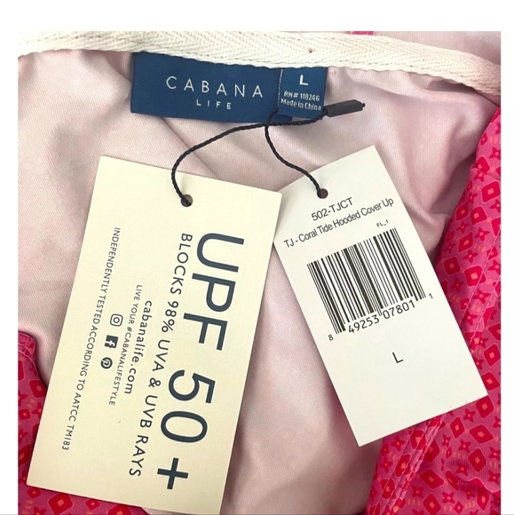 Cabana Life UPF 50+ Pink Hooded Beach Coverup Dress Sun Protection Size Large - Picture 5 of 5